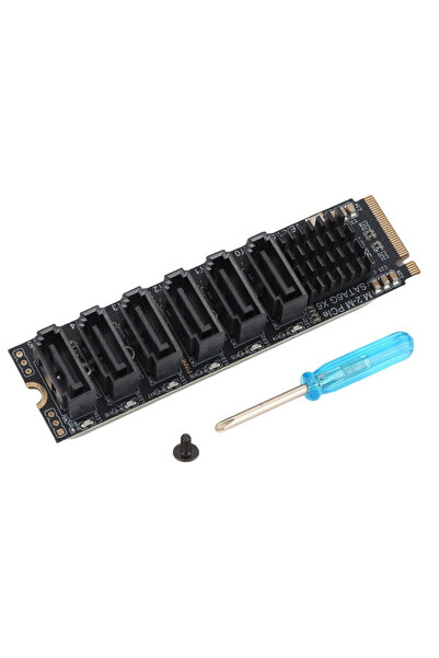 Choice only adaptor M.2 NVME M-Key PCIE 3.0 to SATA 6Gbps 6-Port Expansion Ca...