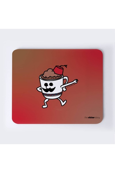 The Mousepad Story. لوحة ماوس على شكل قهوة تركية مع شوارب