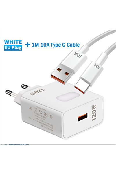 choice2 شاحن USB سريع بقوة 120 واط مع كابل أوروبي لهواتف 17 و15 و14 توربو وري...