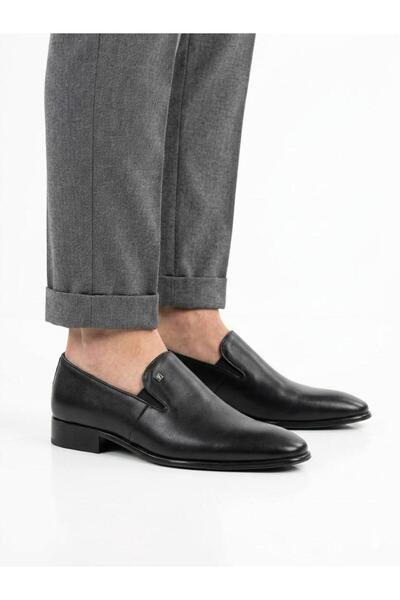 Fosco Men's Black Genuine Leather Classic Shoes