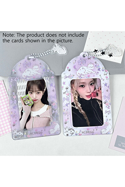 Choice 2pcs 2pcs Purple Cat PVC Photocard Holder Kpop Idol Photo Card Storage...