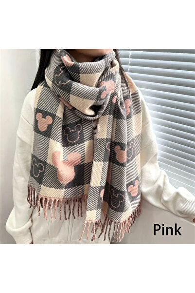 Choice Pink Disney Mickey Mouse Print Double-Sided Scarf - Autumn and Winter ...
