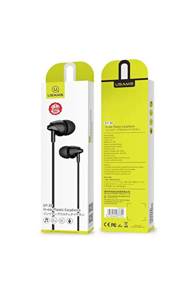 Usams Earphones stereo EP-39 3,5 mm black HSEP3901
