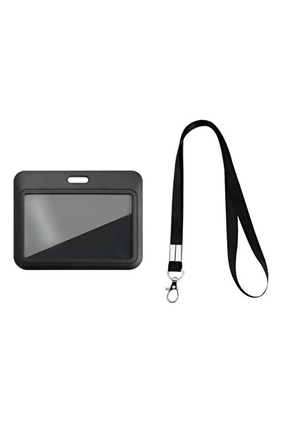 Choice Horizontal 1pc Worker Holder Case Black Color Lanyards Id Badge Holder...
