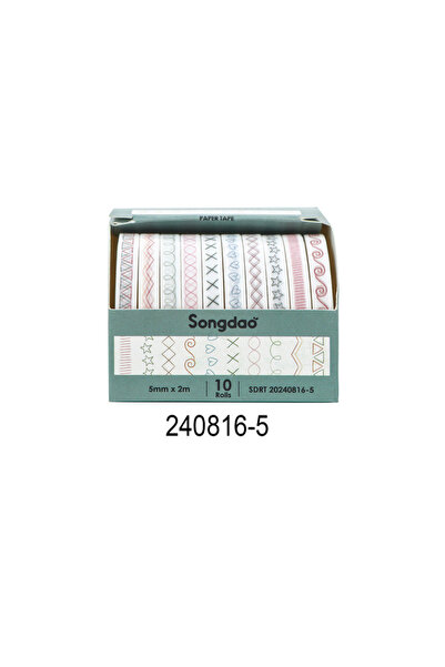 Choice4 20240816-5 10 لفات/صندوق من شريط ورق واشي بنقوش نباتية وزهور، مواد زخ...
