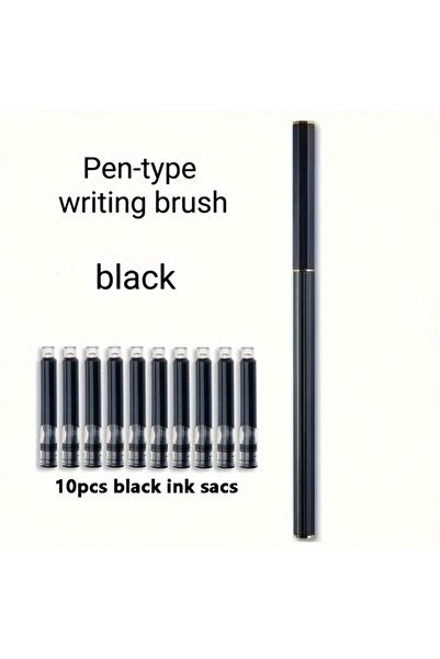 Choice3 Black 1 metal pen-style brush + 10 black ink cartridges, suitable for...