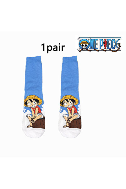 choice2 Bandai 36-44 Brown One Piece Luffy Socks 1/5 Pair Set Anime Merchandi...