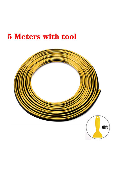 choice2 5M gold Universal Car Moulding Decoration Flexible Strips 5M/1M Inter...