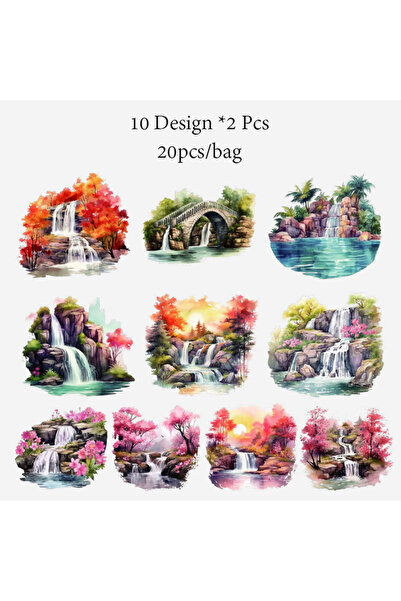 Choice3 S23544-3 4 أنماط 20 قطعة/كيس مجموعة ملصقات ورقية وحبرية بتصميم نهر ال...