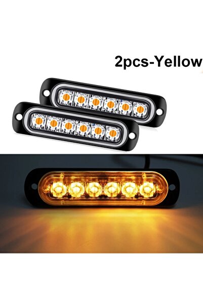 Choice1 2pcs Yellow 6Leds 2Pcs 12/24 Car Side Marker Light Emergency Warning ...