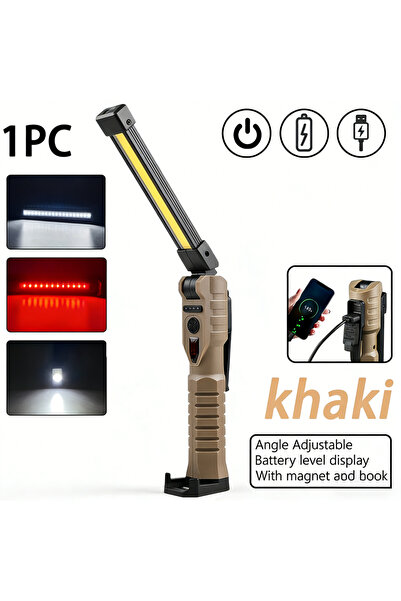 Choice1 مصباح عمل LED COB XPE قابل للطي مدمج بالبطارية باللون الكاكي ومصباح ي...