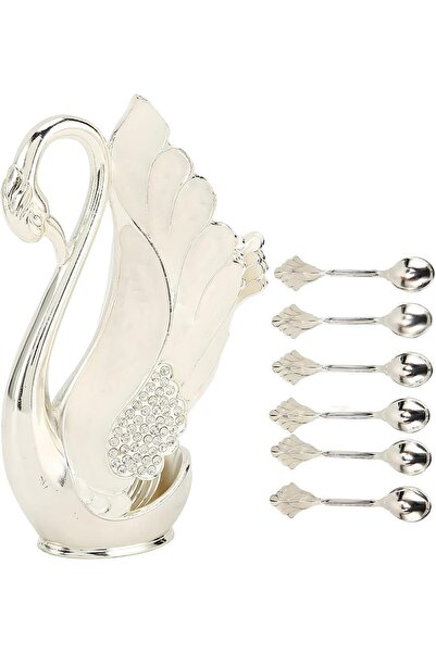 e-life shop Luxury Nordic Swan Holder Set of 6 Dessert Coffee Teaspoons Set w...