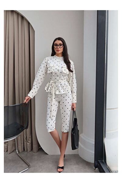 ESRAHELVACI Polka Dot Jacket Capri Set