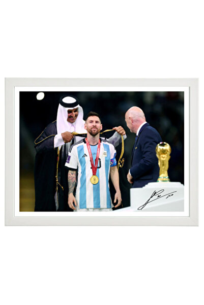 Boomah Accessories Lionel Messi Argentina Arabic Bisht Champion Poster with F...