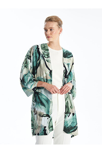 LC Waikiki Nevavm Shawl Collar Patterned Oversize Women's Kimono with a Diffe...