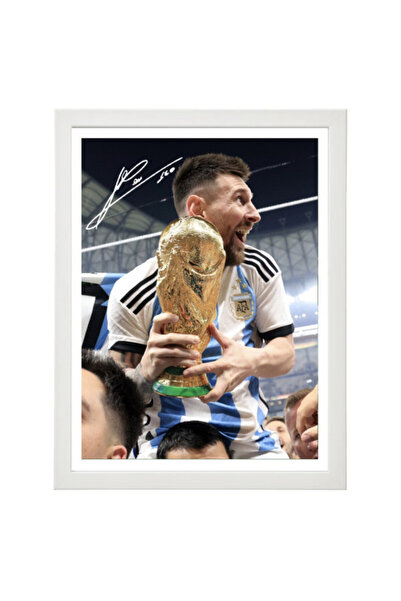 Boomah Accessories Lionel Messi Argentina Champion Autographed Poster with Fr...