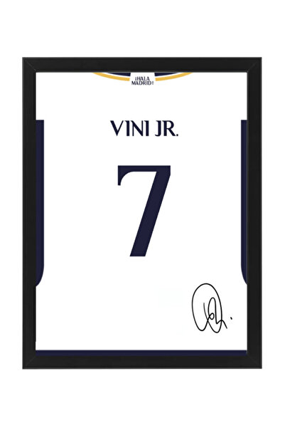 Boomah Accessories Vini Jr. Real Madrid 2023-24 Autographed Jersey Poster wit...