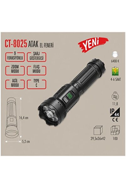 Cata Ct-8025 Atak El Feneri (Acil Durum Fonksiyonlu)