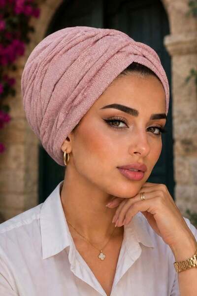 Aişe tesettür Pearl Powder Shimmering Gathered Casual Bonnet