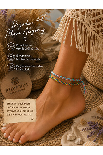 Bidüğüm Boutique Production Anklet for Women – Handmade Cotton Rope Original ...