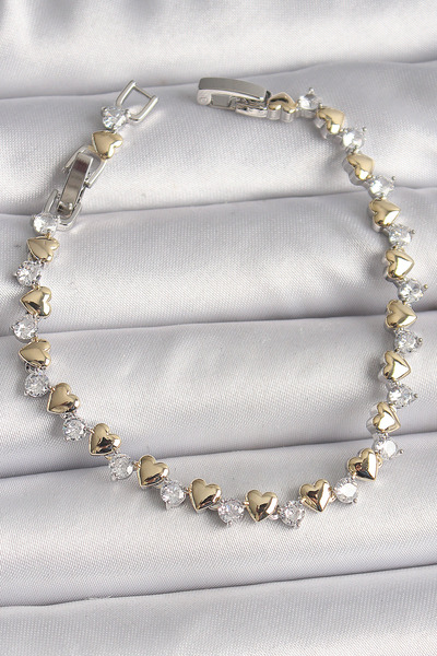 northcity n Silver Color Zircon Stone Gold Heart Vip Series Women's Bracelet ...