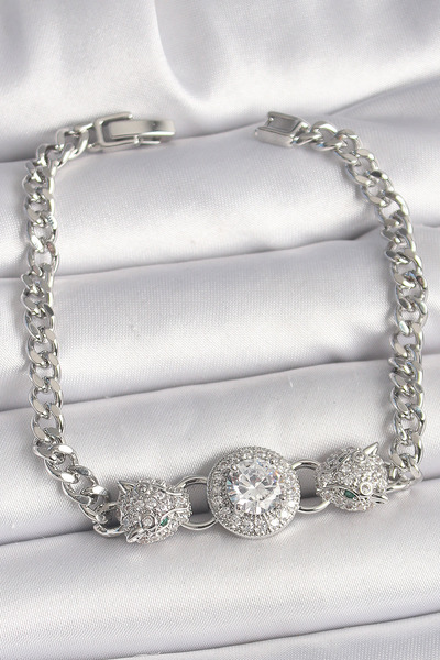 northcity n Brass Silver Color Zircon Stone Leopard Pattern Women's Bracelet ...