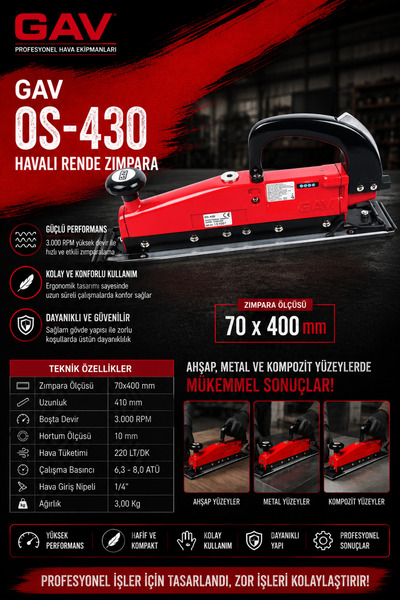 GAV Os-430 Havalı Rende Zımpara 3000rpm (410mm)