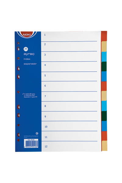 Noki Separator 12 Colours Plastic A4 59126