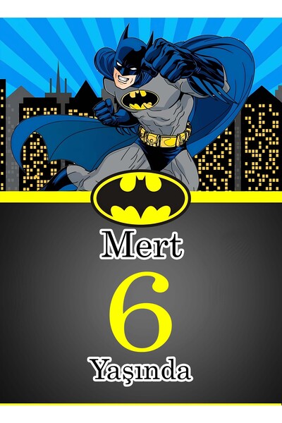 ESLEM Kişiye Özel Isimli Batman Temalı Doğum Günü Afişi Duvar Pankart 70x100 Cm