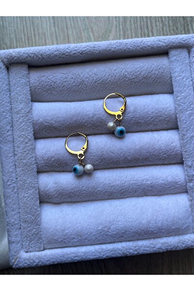 Pel Design Evil Eye Beaded Real Pearl Steel Earrings Handmade