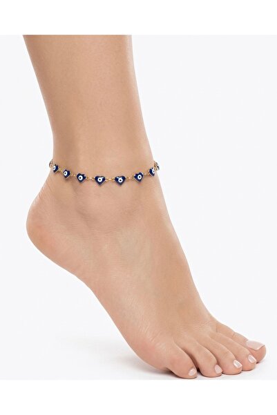 MARENNE Nazar Boncuk Kalp Model Çelik Kadın Halhal (20+5cm)