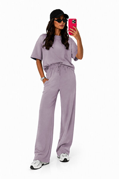 BARLİZ Women's Short Sleeve Crew Neck Casual Loose Wide Set