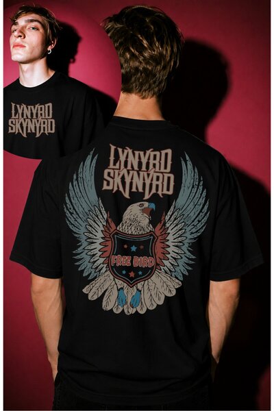 Fuddy Moda Μπλουζάκι Unisex Oversize Lynyrd Skynyrd με στάμπα στην πλάτη και ...