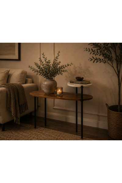 N.zone Modern Side Table with Elegant Design – 70 cm Long and 56+30 cm High w...