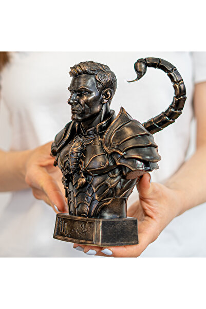 ZupZup Bust Zodiac Scorpion Alpha, Rasina, Pictat Manual, Bronz Antichizat