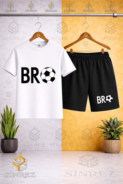 SİNREZ Tricou imprimat pentru copii cu guler rotund BRO TOP YAZI BLACK - Set ...