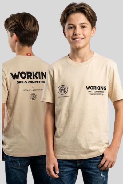 ww waka waka kids store Tricou pentru băieți, crem, cu imprimeu Working, cu g...