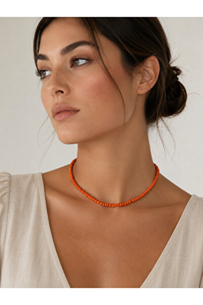 HALHALMILL Orange Sand Bead Necklace