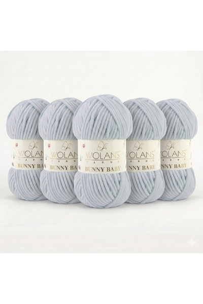 WOLANS Bunny Baby 49 Ice Blue Velvet Knitting Yarn Chenille Yarn Shawl, Blank...