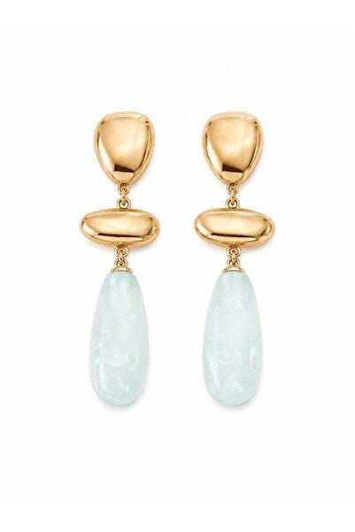 QPE Blue Tassel Earrings with Gold Details