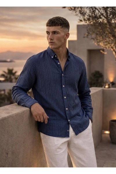 MFU collection Half Oversize Long Sleeve Collared Men's Shirt