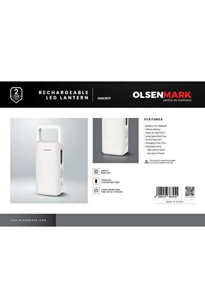 Olsenmark Rechargeable LED Lantern OME2871 | 44 SMD LEDs, 3.7V 1500mAh Batter...