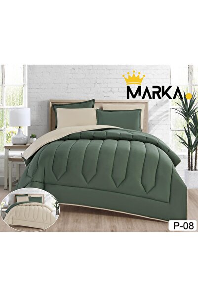 REDROSE COLOR Double-Sided Plain Quilted Bedspread 6 Pieces - Double-Sided Pl...