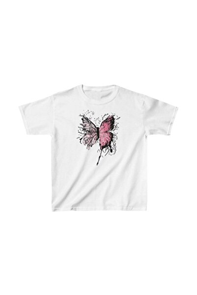 Generic Brand Kids' Girls' Printed T-Shirt - White Mariposa Secret