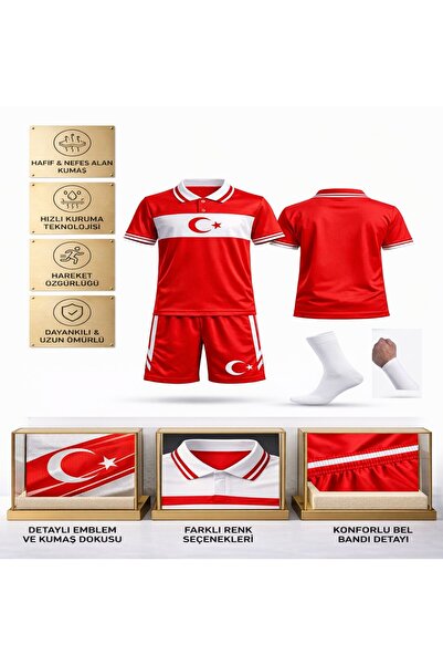 tahaspor Türkiye Çocuk forması Takımı y03 Yakalı Özel Tasarım Kırmızı Beyaz 4...
