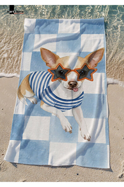 Marte Home Dog - Colorful Dog Printed Beach Towel - 75X150 cm