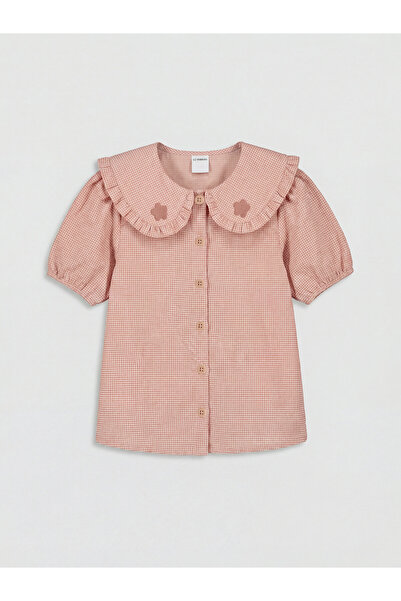 LC Waikiki Ruffled Plaid Poplin Girls' Shirt