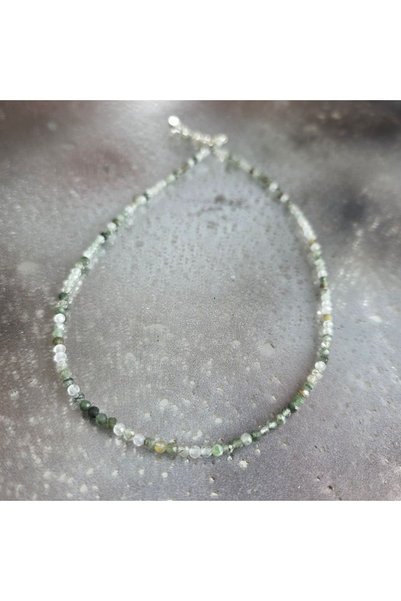 DRUZY Colier cuart verde rutilat fațetat, Moss Light #85
