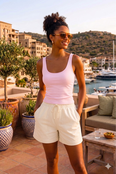 My-o Pack of 2 Women's Cotton Front and Back U-Neck Undershirts - Premium Series