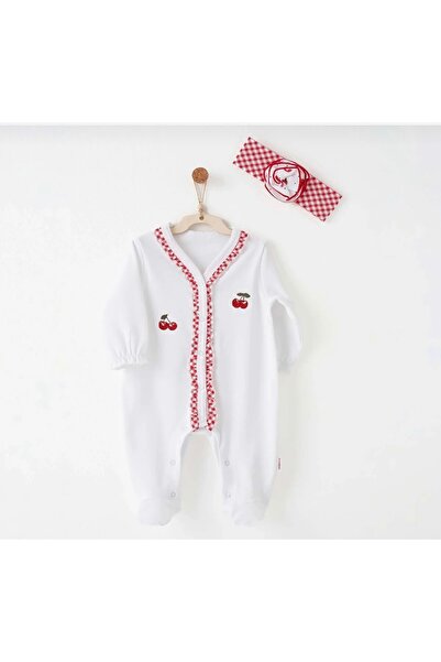 andywawa Li̇mi̇ Baby Girl Organic Combed Cotton Embroidered Jumpsuit Set with...